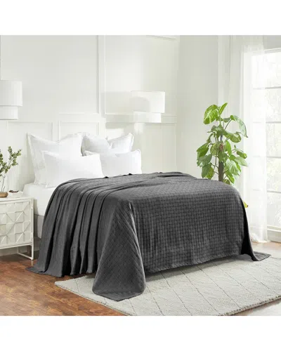 Superior Basketweave All-season Cotton Throw Blanket In Gray
