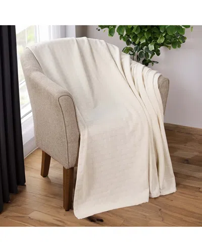 Superior Basketweave All-season Cotton Throw Blanket In Neutral