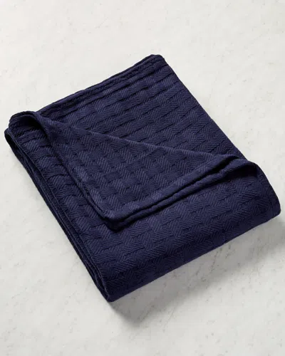 Superior Basketweave All-season Breathable Ultra-soft Cotton Blanket In Blue
