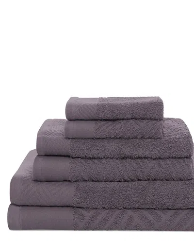 Superior Basketweave Jacquard And Solid 6pc Egyptian Cotton Towel Set