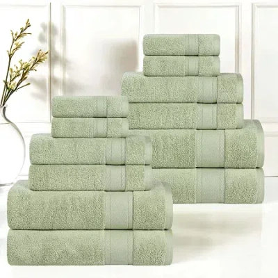 Superior Belmont Collection | 100% Cotton 12-pc. Quick Dry Solid Bath Towel Set In Green