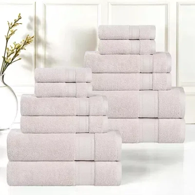 Superior Belmont Collection | 100% Cotton 12-pc. Quick Dry Solid Bath Towel Set In Silver
