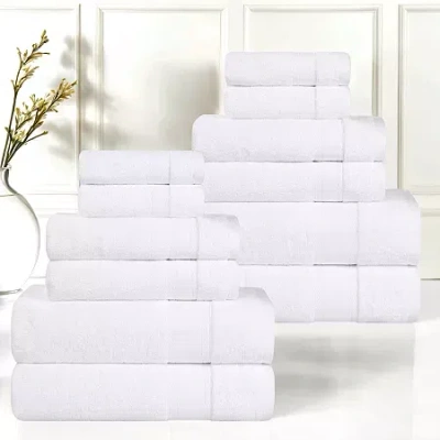 Superior Belmont Collection | 100% Cotton 12-pc. Quick Dry Solid Bath Towel Set In White