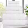 Superior Belmont Collection | 100% Cotton 6-pc. Quick Dry Solid Bath Towel Set In White