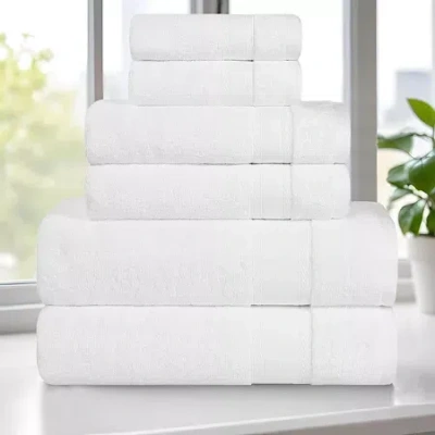 Superior Belmont Collection | 100% Cotton 6-pc. Quick Dry Solid Bath Towel Set In White