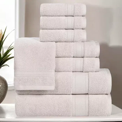 Superior Belmont Collection | 100% Cotton 8-pc. Quick Dry Solid Bath Towel Set In Silver