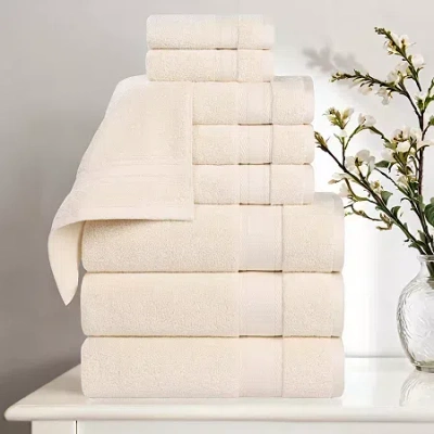 Superior Belmont Collection | 100% Cotton 9-pc. Quick Dry Solid Bath Towel Set In Sand