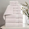 Superior Belmont Collection | 100% Cotton 9-pc. Quick Dry Solid Bath Towel Set In Silver