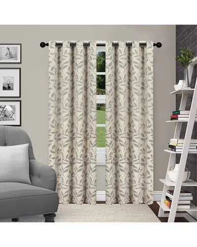 Superior Blackout Leaves Curtain Panel Set In Ivory