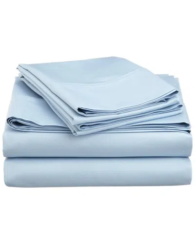 Superior Blend Solid 600 Thread Count Cotton Rich Deep Pocket Sheet Set In Blue