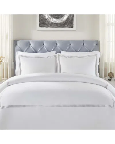 Superior Brandon Cotton Three-line Embroidered 3pc Duvet Cover Set