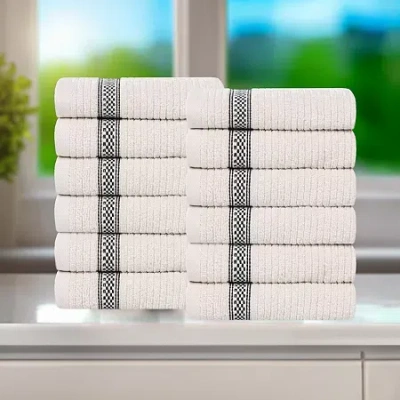 Superior Brea Collection | 100% Cotton 12-pc. Quick Dry Washcloth In White
