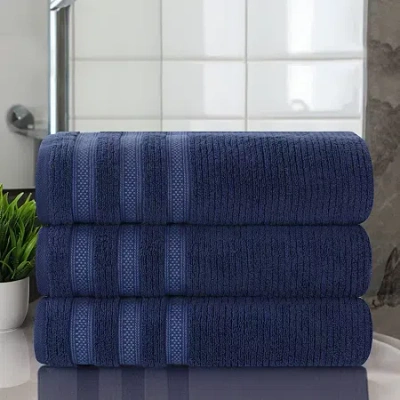 Superior Brea Collection | 100% Cotton 3-pc. Quick Dry Geometric Bath Towel In Blue