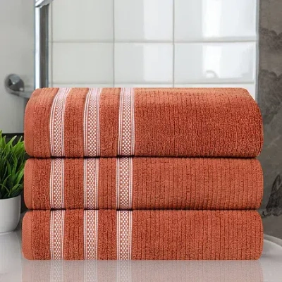 Superior Brea Collection | 100% Cotton 3-pc. Quick Dry Geometric Bath Towel In Orange