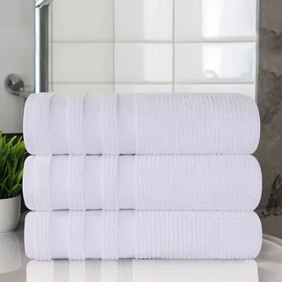 Superior Brea Collection | 100% Cotton 3-pc. Quick Dry Geometric Bath Towel In White