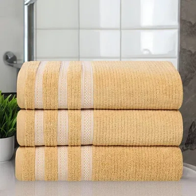 Superior Brea Collection | 100% Cotton 3-pc. Quick Dry Geometric Bath Towel In Yellow