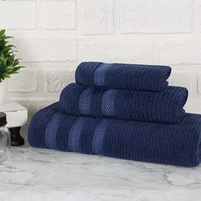 Superior Brea Collection | 100% Cotton 3-pc. Quick Dry Solid Bath Towel Set In Blue