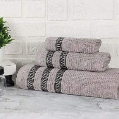 Superior Brea Collection | 100% Cotton 3-pc. Quick Dry Solid Bath Towel Set In Gray