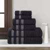 Superior Brea Collection | 100% Cotton 6-pc. Quick Dry Solid Bath Towel Set In Black
