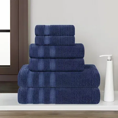 Superior Brea Collection | 100% Cotton 6-pc. Quick Dry Solid Bath Towel Set In Blue