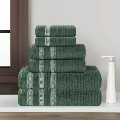 Superior Brea Collection | 100% Cotton 6-pc. Quick Dry Solid Bath Towel Set In Green