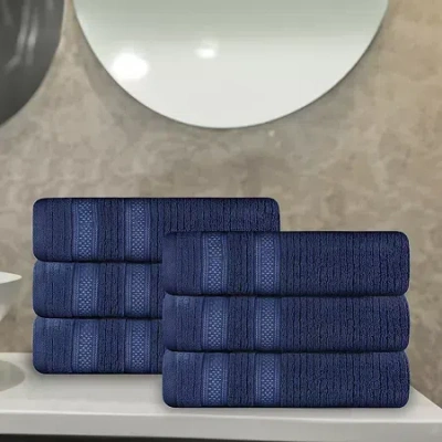 Superior Brea Collection | 100% Cotton 6-pc. Solid Hand Towel In Blue