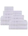 Superior Brea Zero Twist Cotton Ribbed Geometric Border Plush 12pc Towel Set