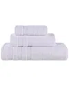 Superior Brea Zero Twist Cotton Ribbed Geometric Border Plush 3pc Towel Set