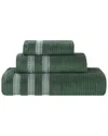 Superior Brea Zero Twist Cotton Ribbed Geometric Border Plush 3pc Towel Set