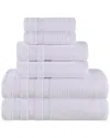 SUPERIOR SUPERIOR BREA ZERO TWIST COTTON RIBBED GEOMETRIC BORDER PLUSH 6PC TOWEL SET