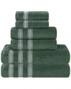 Superior Brea Zero Twist Cotton Ribbed Geometric Border Plush 6pc Towel Set
