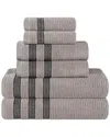 Superior Brea Zero Twist Cotton Ribbed Geometric Border Plush 6pc Towel Set