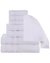 SUPERIOR SUPERIOR BREA ZERO TWIST COTTON RIBBED GEOMETRIC BORDER PLUSH 8PC TOWEL SET