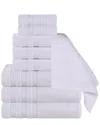 Superior Brea Zero Twist Cotton Ribbed Geometric Border Plush 9pc Towel Set
