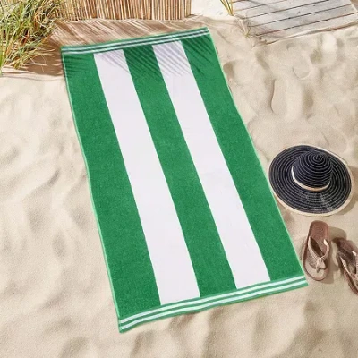 Superior Cabana Stripe Oversized Beach Towel Quick Dry Beach Towel In Green