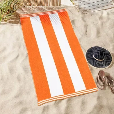 Superior Cabana Stripe Oversized Beach Towel Quick Dry Beach Towel In Orange