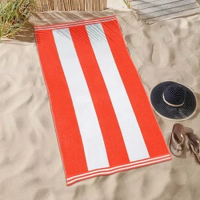 Superior Cabana Stripe Oversized Beach Towel Quick Dry Beach Towel In Orange