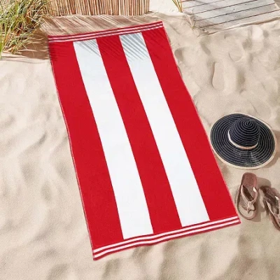 Superior Cabana Stripe Oversized Beach Towel Quick Dry Beach Towel In Red