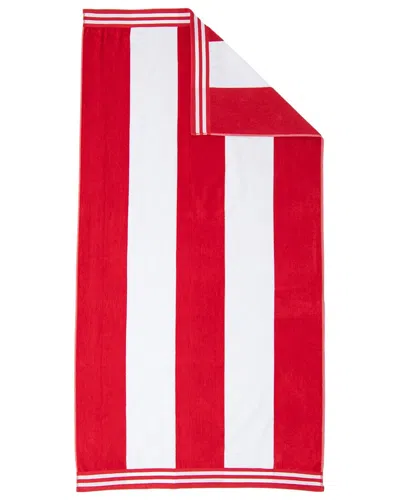 Superior Cabana Stripe Oversized Cotton Beach Towel In Red