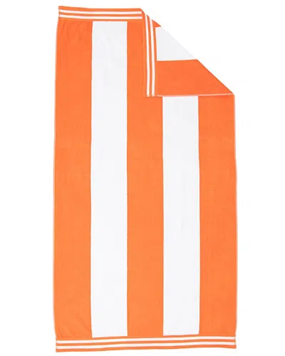 Superior Cabana Stripe Oversized Cotton Beach Towel In Orange