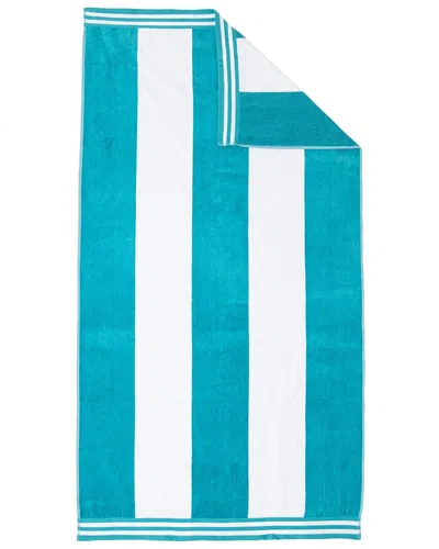 Superior Cabana Stripe Oversized Cotton Beach Towel In Blue