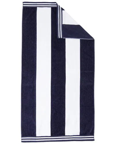 Superior Cabana Stripe Oversized Cotton Beach Towel In Blue