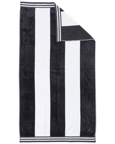 Superior Cabana Stripe Oversized Lightweight Beach Cotton Towel In Gray