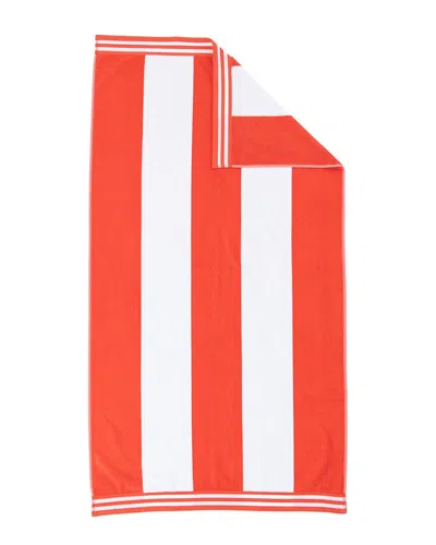 Superior Cabana Stripe Oversized Lightweight Beach Cotton Towel In Red