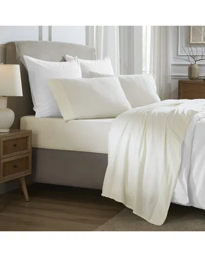 Superior Carmen 100% Cotton Linen Texture Vintage Wash Solid Deep Pocket Percale Sheet Set In Neutral