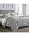 Superior Carmen 100% Cotton Linen Texture Vintage Wash Solid Percale Duvet Cover Set In Gray