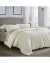 Superior Carmen 100% Cotton Linen Texture Vintage Wash Solid Percale Duvet Cover Set In White