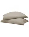 Superior Carmen 100% Cotton Linen Texture Vintage Wash Solid Percale Pillowcase Set In Brown