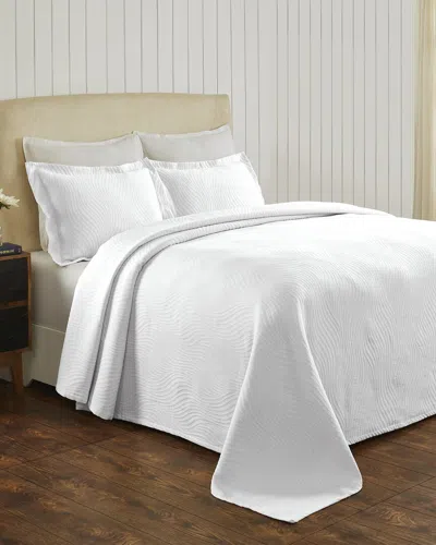 Superior Cascade Jacquard Matelasse 3pc Cotton Bedspread Set In White