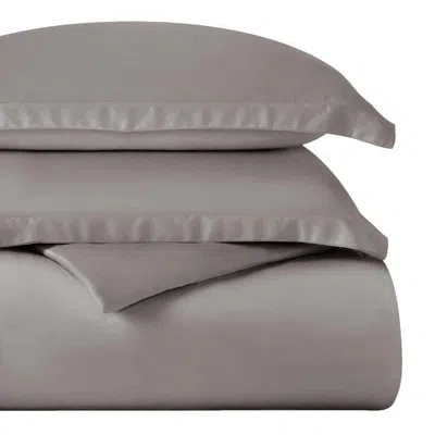 Superior Certified Egyptian Cotton 400 Thread Count Solid Luxury Duvet Cover Set With Pillow Shams In Gray